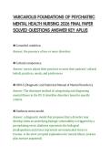 VARCAROLIS FOUNDATIONS OF PSYCHIATRIC&NewLine;MENTAL HEALTH NURSING 2026 FINAL PAPER&NewLine;SOLVED QUESTIONS ANSWER KEY APLUS