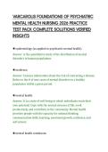 VARCAROLIS FOUNDATIONS OF PSYCHIATRIC&NewLine;MENTAL HEALTH NURSING 2026 PRACTICE&NewLine;TEST PACK COMPLETE SOLUTIONS VERIFIED&NewLine;INSIGHTS&NewLine;