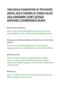 VARCAROLIS FOUNDATIONS OF PSYCHIATRIC&NewLine;MENTAL HEALTH NURSING BY JORDAN HALTER&NewLine;2026 ASSESSMENT SCRIPT DETAILED&NewLine;RESPONSES COMPREHENSIVE REVIEW