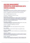 ASQ RISK MANAGEMENT CREDENTIAL EXAM QUESTIONS WITH VERIFIED ANSWERS