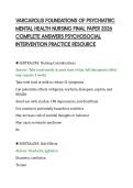 VARCAROLIS FOUNDATIONS OF PSYCHIATRIC&NewLine;MENTAL HEALTH NURSING FINAL PAPER 2026&NewLine;COMPLETE ANSWERS PSYCHOSOCIAL&NewLine;INTERVENTION PRACTICE RESOURCE