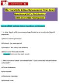 Maryland Life & Health Insurance Final Exam &lpar;2026&sol;2027&rpar; Complete Questions with Verified Answers 100&percnt; Guarantee Passing score