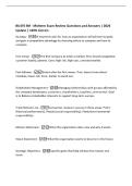BU470 SM - Midterm Exam Review Questions and Answers &vert; 2026&NewLine;Update &vert; 100&percnt; Correct&period;&NewLine;Strategy -A long-term plan for how an organization will achieve its goals&NewLine;and gain a competitive advantage by choosing where to compete and how to&NewLine;compete&period;&NewLine;First mover