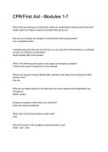 CPR&sol;First Aid - Modules 1-7 2026&sol;2027 Questions And Correct  Detailed  Answers With Rationales&NewLine;