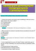 Maryland Life & Health Insurance Updated Actual Final Exam &lpar;2026&sol;2027&rpar; Questions with Verified Ansẇers 100&percnt; Guarantee Passing score