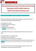 Maryland Life Insurance Producer Final Exam &lpar;2026&sol;2027&rpar; Questions with Verified Answers 100&percnt; Guarantee Passing score