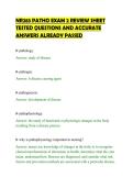 NR283 PATHO EXAM 2 REVIEW SHEET&NewLine;TESTED QUESTIONS AND ACCURATE&NewLine;ANSWERS ALREADY PASSED