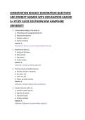 CONSERVATION BIOLOGY EXAMINATION QUESTIONS &NewLine;AND CORRECT ANSWER WITH EXPLANATION GRADED &NewLine;A&plus; STUDY GUIDE