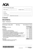 ACTUAL 2025 AQA A-level BUSINESS 7132&sol;1 Paper 1 Business 1 MERGED QUESTION PAPER &plus; &NewLine;MARK SCHEME&NewLine;ACTUAL 2025 AQA A-level BUSINESS 7132&sol;1 Paper 1 Business 1 MERGED QUESTION PAPER &plus; &NewLine;MARK SCHEME