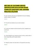 NRF RISE UP CUSTOMER SERVICE&NewLine;CERTIFICATION EVALUATION EXAMS&NewLine;COMPLETE QUESTIONS AND ANSWERS&NewLine;PRACTICE SOLUTION&NewLine;