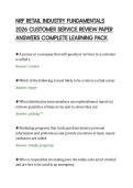 NRF RETAIL INDUSTRY FUNDAMENTALS&NewLine;2026 CUSTOMER SERVICE REVIEW PAPER&NewLine;ANSWERS COMPLETE LEARNING PAC