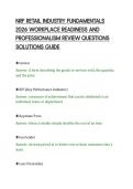 NRF RETAIL INDUSTRY FUNDAMENTALS&NewLine;2026 WORKPLACE READINESS AND&NewLine;PROFESSIONALISM REVIEW QUESTIONS&NewLine;SOLUTIONS GUIDE
