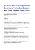 553 Kansas Standard Roofing Contractor&NewLine;Subcontractor Practice Exam Questions&NewLine;With Correct Solutions&comma; Already Passed&excl;&excl;