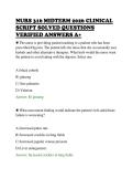 NURS 316 MIDTERM 2026 CLINICAL&NewLine;SCRIPT SOLVED QUESTIONS&NewLine;VERIFIED ANSWERS A&plus;&NewLine;