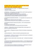 ILLINOIS REAL ESTATE LATEST EVALUATION EXAM QUESTIONS AND ANSWERS SURE A&period;pdf