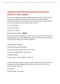 Cardiovascular NCLEX Exam questions and answers&NewLine;Graded A&plus;&vert; latest update&NewLine;The nurse is reviewing an electrocardiogram rhythm strip&period; The P waves and QRS&NewLine;complexes are regular&period; The PR interval is 0&period;16 second&comma; and QRS complexes&NewLine;measure 0&period;06 second&period; The ov