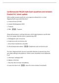Cardiovascular NCLEX style Exam questions and answers&NewLine;Graded A&plus;&vert; latest update&NewLine;Which cardiac enzyme would the nurse expect to elevate first in a client&NewLine;diagnosed with myocardial infarction&quest;&NewLine;a&period; Creatine kinase &lpar;CK-MB&rpar;&NewLine;b&period; Lactate dehydrogenase &lpar;LDH&rpar;&NewLine;c