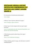 OPHTHALMIC SURGICAL ASSISTANT&NewLine;CERTIFICATION COMPREHENSIVE TEST&NewLine;QUESTIONS AND CORRECT ANSWERS&NewLine;GRADED A&plus;