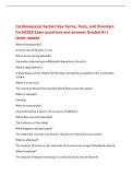 Cardiovascular System NCLEX Blood&comma; Heart&comma; Vessels &&NewLine;Electrical Function Exam questions and answers Graded&NewLine;A&plus;&vert; latest update&NewLine;What is the primary function of red blood cells&quest; -Transport oxygen&NewLine;A patient has low hemoglobin&period; What symptom is expected&quest; -Fat