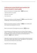 Cardiovascular system NCLEX Exam questions and&NewLine;answers Graded A&plus;&vert; latest update&NewLine;What are characteristics of cardiogenic shock&quest; --hypotension&NewLine;-rapid pulse that becomes weaker&NewLine;-decreased urine output&NewLine;-cool&comma; clammy skin&NewLine;What are characteristics of card
