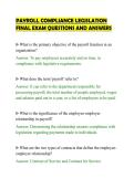 PAYROLL COMPLIANCE LEGISLATION&NewLine;FINAL EXAM QUESTIONS AND ANSWERS&NewLine;