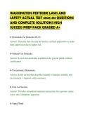 WASHINGTON PESTICIDE LAWS AND&NewLine;SAFETY ACTUAL TEST 2026 213 QUESTIONS&NewLine;AND COMPLETE SOLUTIONS HIGH&NewLine;SUCCESS PREP PACK GRADED A&plus;&NewLine;