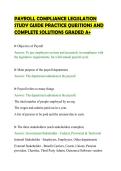PAYROLL COMPLIANCE LEGISLATION&NewLine;STUDY GUIDE PRACTICE QUESTIONS AND&NewLine;COMPLETE SOLUTIONS GRADED A&plus;