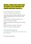 PAYROLL COMPLIANCE LEGISLATION&NewLine;TEST BANK ACTUAL QUESTIONS AND&NewLine;VERIFIED RESPONSES GRADED A&plus;