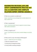 WASHINGTON PESTICIDE LAWS AND&NewLine;SAFETY COMPREHENSIVE PRACTICE TEST&NewLine;2026 213 QUESTIONS AND COMPLETE&NewLine;SOLUTIONS EXPERT VERIFIED GRADED A&plus;&NewLine;
