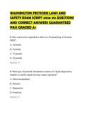 WASHINGTON PESTICIDE LAWS AND&NewLine;SAFETY EXAM SCRIPT 2026 213 QUESTIONS&NewLine;AND CORRECT ANSWERS GUARANTEED&NewLine;PASS GRADED A&plus;