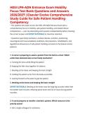 HESI LPN-ADN Entrance Exam Mobility Focus Test Bank Questions and Answers 2026&sol;2027 &vert; Elsevier Evolve Comprehensive Study Guide for Safe Patient Handling Competency
