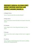 PROPHECY SURGICAL ICU EXAM SCRIPT&NewLine;EXPERT CERTIFIED QUESTIONS AND&NewLine;CORRECT ANSWERS GRADED A&plus;