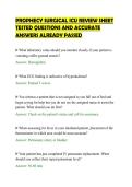PROPHECY SURGICAL ICU REVIEW SHEET&NewLine;TESTED QUESTIONS AND ACCURATE&NewLine;ANSWERS ALREADY PASSED&NewLine;