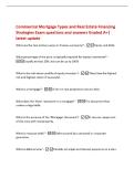 Commercial Mortgage Types and Real Estate Financing&NewLine;Strategies Exam questions and answers Graded A&plus;&vert;&NewLine;latest update&NewLine;What are the two primary ways to finance a property&quest; -Equity and Debt&NewLine;What percentage of the price is typically required for equity inve