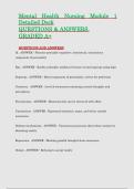 Mental Health Nursing Module 1 &NewLine;Detailed Deck &NewLine;QUESTIONS & ANSWERS&period; &NewLine;GRADED A&plus; 