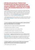 CJE Benchmark Exam 1 Patient Care Fundamentals Test Bank Questions and Answers 2026&sol;2027 &vert; Verified NCLEX Study Guide with Detailed Rationales for A Grade Success