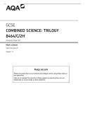 &lbrack;&lbrack;AQA GCSE Combined Science Trilogy 8464-C-2H Chemistry Paper 2H Mark Scheme Specimen Set 2 Study Guide Exam Practice Questions and Answers 2025&sol; 2026 100&percnt; Verified with Correct Questions and Answers&rsqb;&rsqb;