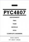 PYC4807 Assignment 2 Answers - Year Module&comma; 2026 &vert;Due Date 19 June 2026