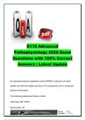 WGU D115 ADVANCED PATHOPHYSIOLOGY EXAM COMPLETE PACKAGE DEAL