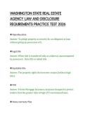 WASHINGTON STATE REAL ESTATE&NewLine;AGENCY LAW AND DISCLOSURE&NewLine;REQUIREMENTS PRACTICE TEST 2026