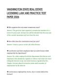 WASHINGTON STATE REAL ESTATE&NewLine;LICENSING LAW AND PRACTICE TEST&NewLine;PAPER 2026
