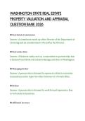 WASHINGTON STATE REAL ESTATE&NewLine;PROPERTY VALUATION AND APPRAISAL&NewLine;QUESTION BANK 2026