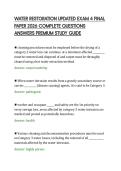 WATER RESTORATION UPDATED EXAM 4 FINAL&NewLine;PAPER 2026 COMPLETE QUESTIONS&NewLine;ANSWERS PREMIUM STUDY GUIDE
