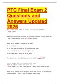 PTC Final Exam 2 Questions and Answers Updated 2026