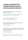ALABAMA LIFE INSURANCE STATE &NewLine;LICENSURE PREPARATION 2026 FULL &NewLine;SOLUTION GUIDE AND ANSWER KEY 