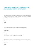 &NewLine;CPO CERTIFICATION LEVEL 1 EXAM QUESTIONS AND ANSWERS VERIFIED LATEST UPDATE&NewLine;