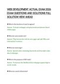WEB DEVELOPMENT ACTUAL EXAM 2026&NewLine;EXAM QUESTIONS AND SOLUTIONS FULL&NewLine;SOLUTION VIEW AHEAD
