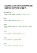 ALGEBRA IA EXAM 1 ACTUAL TEST PAPER 2026 &NewLine;QUESTIONS SOLUTIONS GRADED A&plus; 