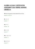 ALGEBRA IA EXAM 1 CERTIFICATION &NewLine;ASSESSMENT 2026 VERIFIED ANSWERS &NewLine;GRADED A&plus;