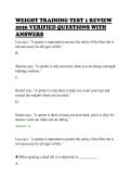 WEIGHT TRAINING TEST 1 REVIEW&NewLine;2026 VERIFIED QUESTIONS WITH&NewLine;ANSWERS&NewLine;